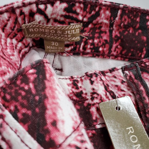 Women's Snakeskin Print Skinny Jeans Reptile Print Burgundy Merlot Pockets sz 30 - Picture 9 of 13